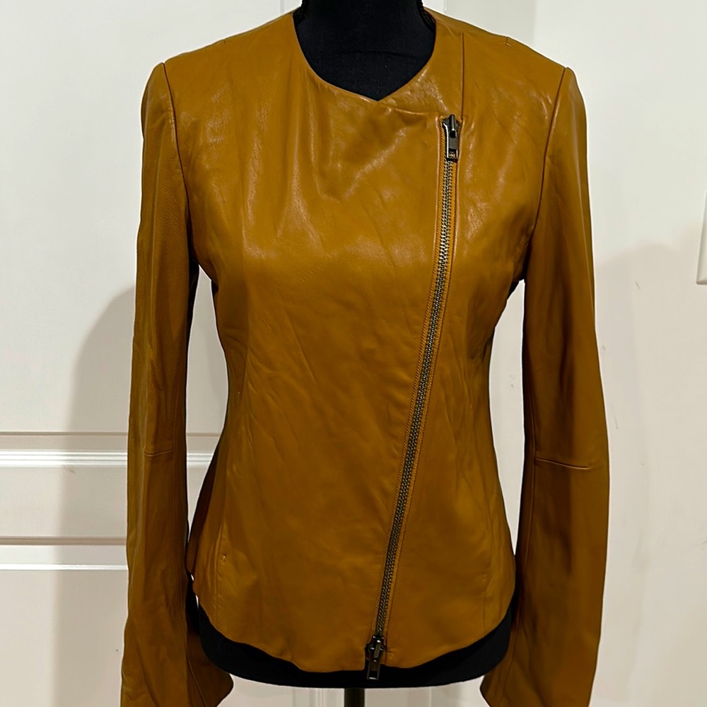 Vince soft Leather Brown Double Zipper Jacket - Medium